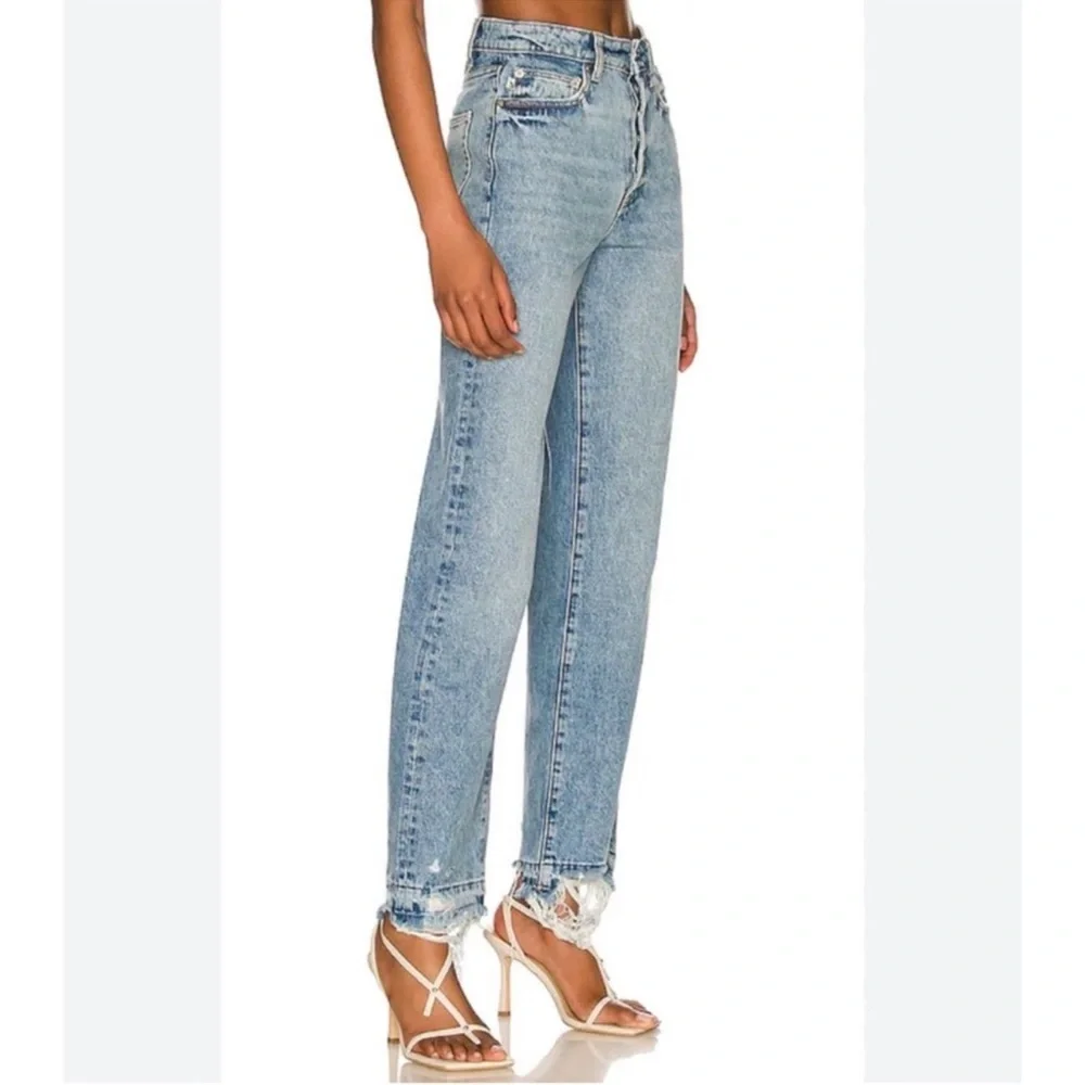 Lovers + Friends High Rise Straight Leg Raw Fray Hem Jeans - Picture 2 of 12